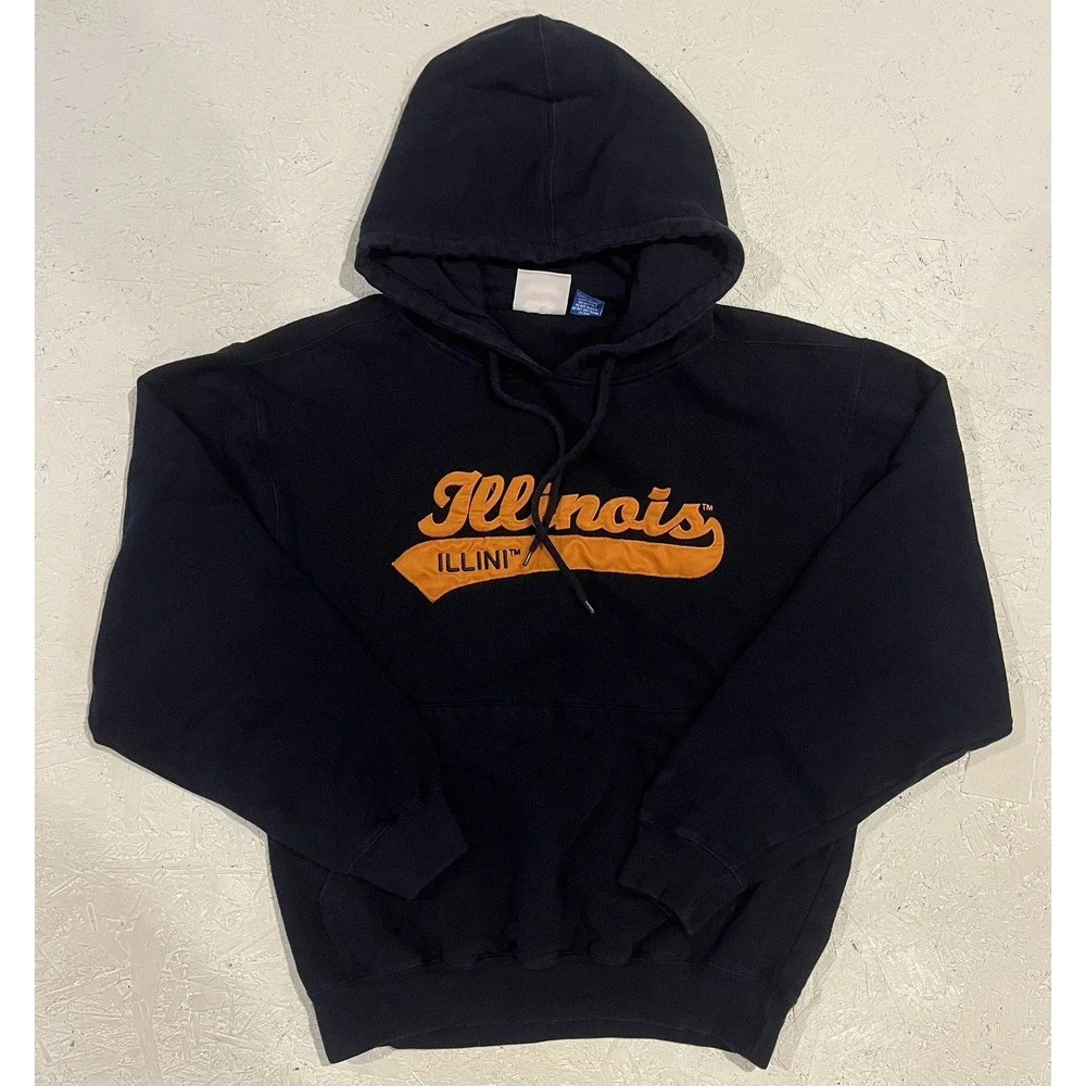 Vintage Victory Sports Illinois Illini Sweatshirt Embroidered Mens L Blue Orange